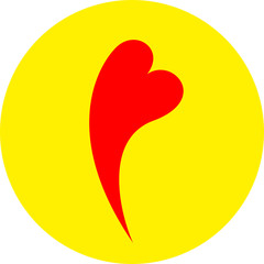 Heart shape flat color icon in round outline