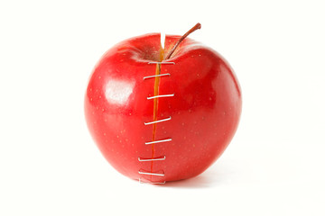 Broken red apple