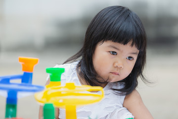 Adorable girl smiling and drink a milk for healthy.