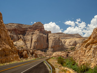 Capitol Reef National Park filled with cliffs, canyons, domes, and bridges, red rock country desert, Utah, United States