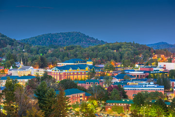 Boone, North Carolina, USA campus and town skyline