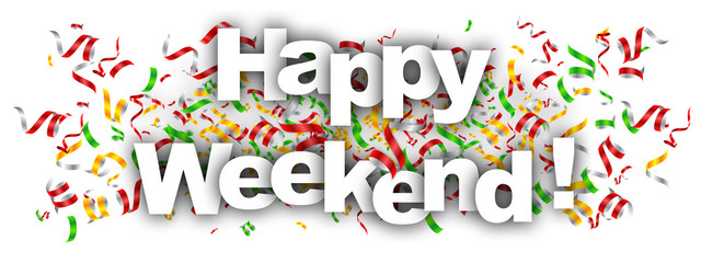 happy weekend label