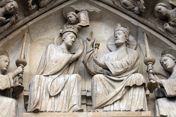 Fototapeta na wymiar Notre Dame Cathedral, Paris. The Portal of the Virgin