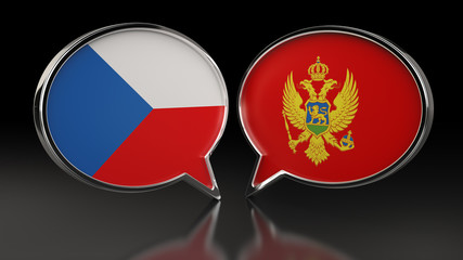 Czech Republic and Montenegro flags with Speech Bubbles. 3D illustration