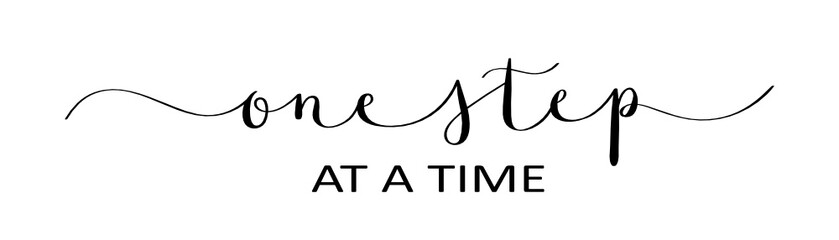 ONE STEP AT A TIME brush calligraphy banner