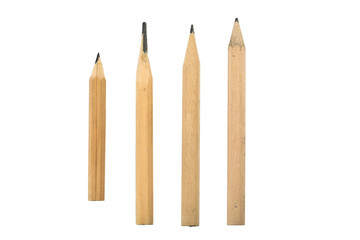 Short Pencils on Isolated White Background