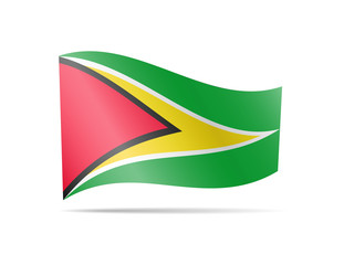 Waving Guyana flag in the wind. Flag on white vector illustration