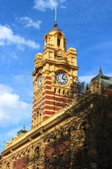 Fototapeta na wymiar Flinders Street Station clock tower -Melbourne, Australia