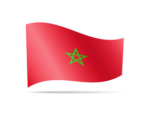 Waving Morocco flag in the wind. Flag on white vector illustration