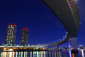 【東京の夜景】首都高速道路の有明ジャンクション