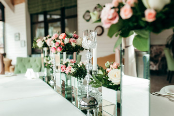 table decorated with flowers