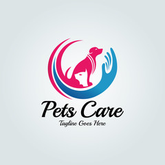 Pet care logo design template. Vector illustration