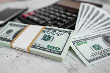 Fototapeta premium pack of 100 dollar notes