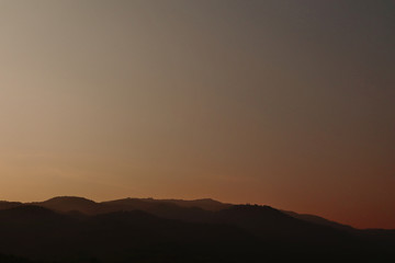 misty sunrise in the mountains