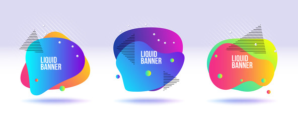 Liquid banner collection. Abstract fluid and liquid banner for replace text.