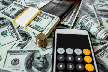 Fototapeta premium Hundreds of notes on the table