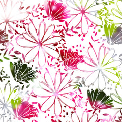 Floral pattern chammomile. Florals vector surface design.