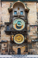 Famous Prague clock - Orloj, most popular touristic landmark - obrazy, fototapety, plakaty