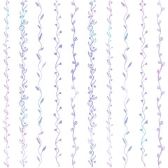 Hand drawn liana floral pattern. Color foliage plant decoration vector on white background