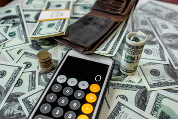 Fototapeta premium Hundreds of notes on the table