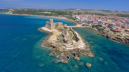 Aragonese Fortress in Calabria, Italy. Aerial view on a beautiful sunny morning