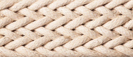 Horizontal linen rope yarn stripe texture.