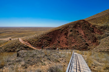 View of the surroundings of the mountain Big Bogdo. This is the way travelers go down.