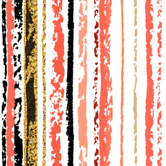 Fototapeta premium Texture pattern pencil hand drawn coral and gold trendy colors