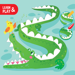 Kid Game Coloring Crocodile Printable Worksheet Cartoon Vector