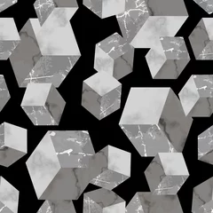 Gardinen Marmor-Luxus-3D-geometrischer Vektor-nahtloses Muster © kronalux