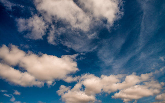 Beautiful blue sky with soft clouda