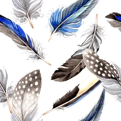  Vogelveer van geïsoleerde vleugel. Aquarel achtergrond afbeelding instellen. Naadloze achtergrondpatroon. © LIGHTFIELD STUDIOS