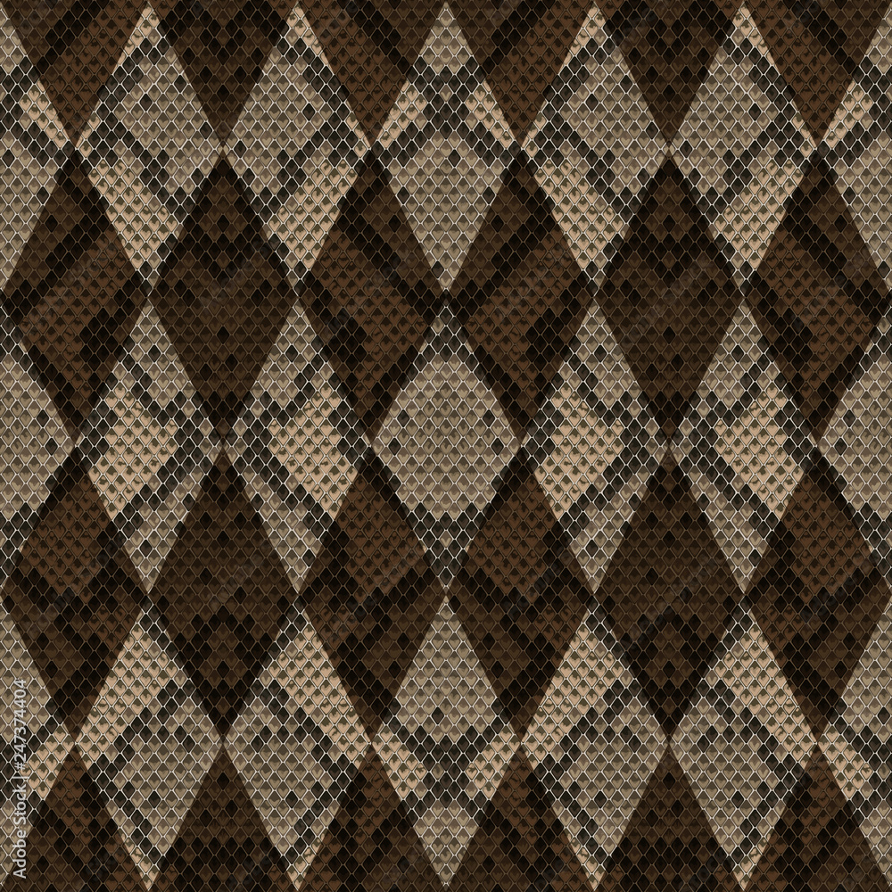 Wall mural snakeskin reptile geometric seamless pattern. vector background