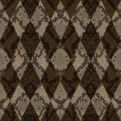 Gordijnen Snakeskin Reptile Geometric Seamless Pattern. Vector Background © kronalux