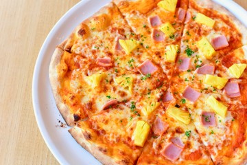 Top View of Classic Hawaiian Pizza