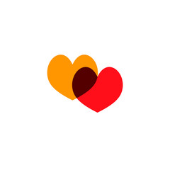 Hearts icon yellow and red on white