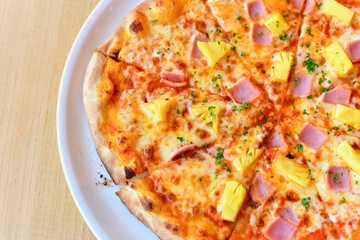 Classic Hawaiian Pizza with Hams and Pineapples