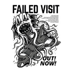 Failed Visit Black and White Illustration