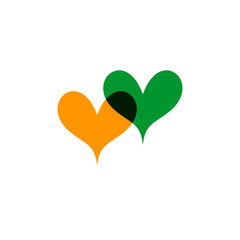 Hearts icon yellow and green on white
