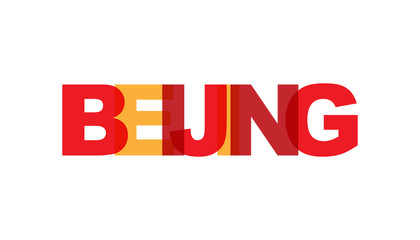 Beijing, phrase overlap color no transparency. Concept of simple text for typography poster, sticker design, apparel print, greeting card or postcard. Graphic slogan isolated on white background.