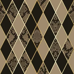 Foto op Canvas Snakeskin Luxury Geometric Seamless Pattern. Vector Background © kronalux