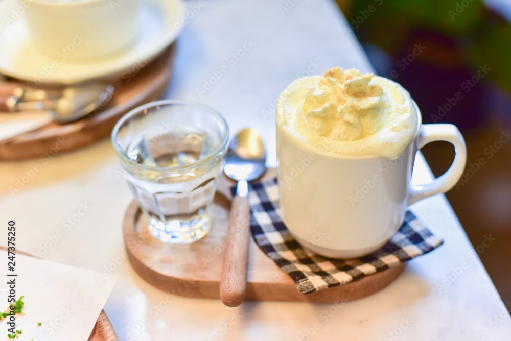 Wall mural hot malted milk in a white mug