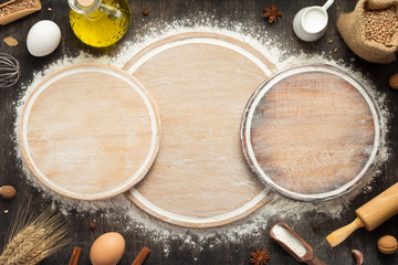 wheat flour and cutting board