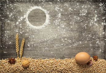 wheat grains and bakery ingredients