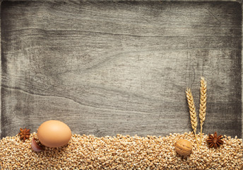 wheat grains and bakery ingredients