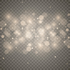 Stars glitter special light effect. Vector sparkles on transparent background. Christmas abstract pattern. Sparkling magic dust particles