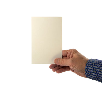 Hand holding blank plain card