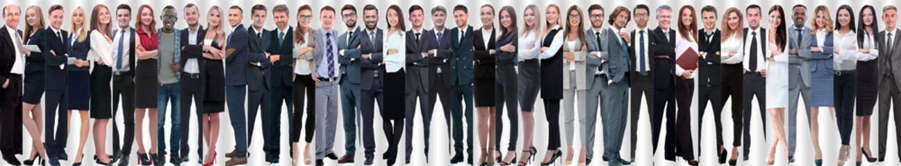 panoramic collage of a large and successful business team