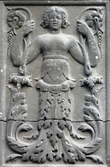 Fototapeta na wymiar Bas relief in the south portal of the church of St. Eustache, Paris