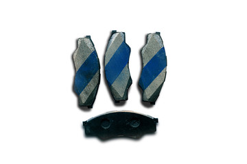 the car brake pads on white background isolated